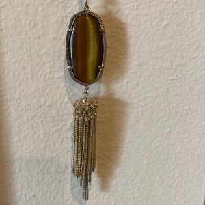 Kendra Scott Tiger eye necklace with tassel -like new